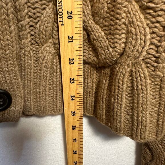 J Crew Handknit Fisherman Cardigan Sweater SZ L Wool Angora Cashmere Cable Knit - Picture 5 of 10